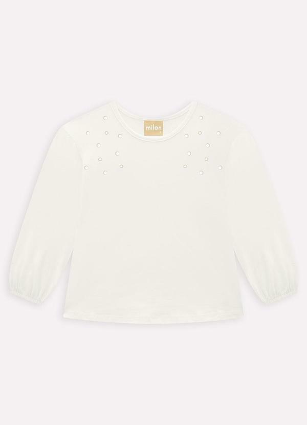 Vista 2 Blusa Infantil Menina com Pérolas Off White Milon Milon