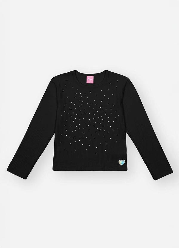 Blusa Infantil Menina com Strass Preto