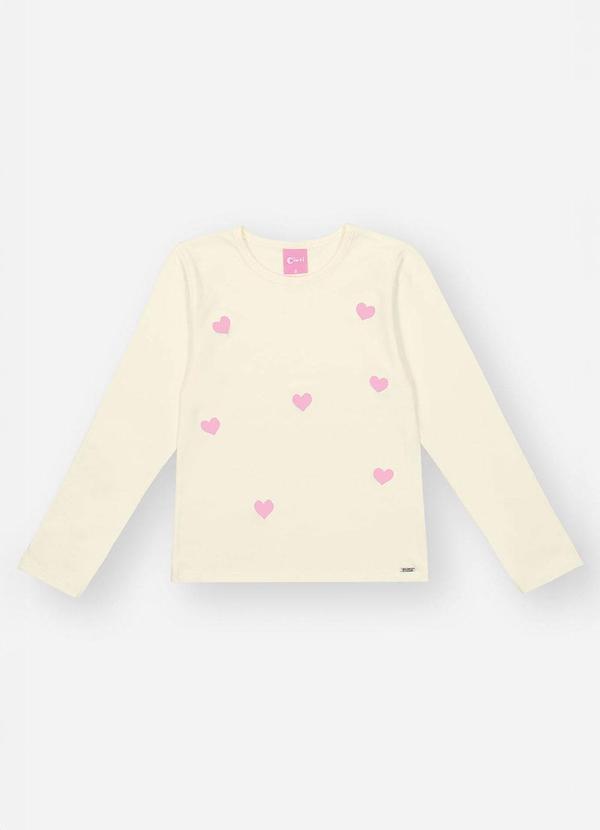 Blusa Infantil Menina Corações Bordados Rosa