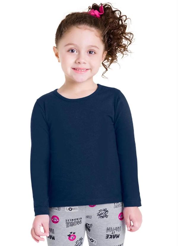 Vista 2 Blusa Infantil Menina Cotton Azul Brandili Brandili