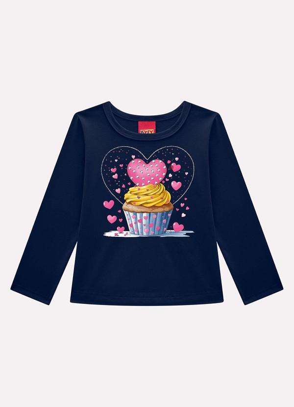 Blusa Infantil Menina Cupcake Azul
