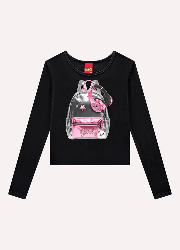 Blusa Infantil Menina em Algodão Preto