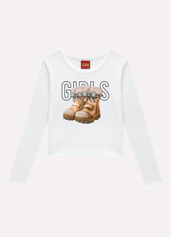 Blusa Infantil Menina em Cotton Branco