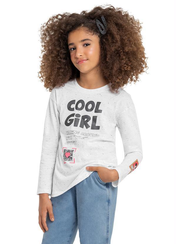 Vista 2 Blusa Infantil Menina em Malha Botonê Branco Gloss Gloss