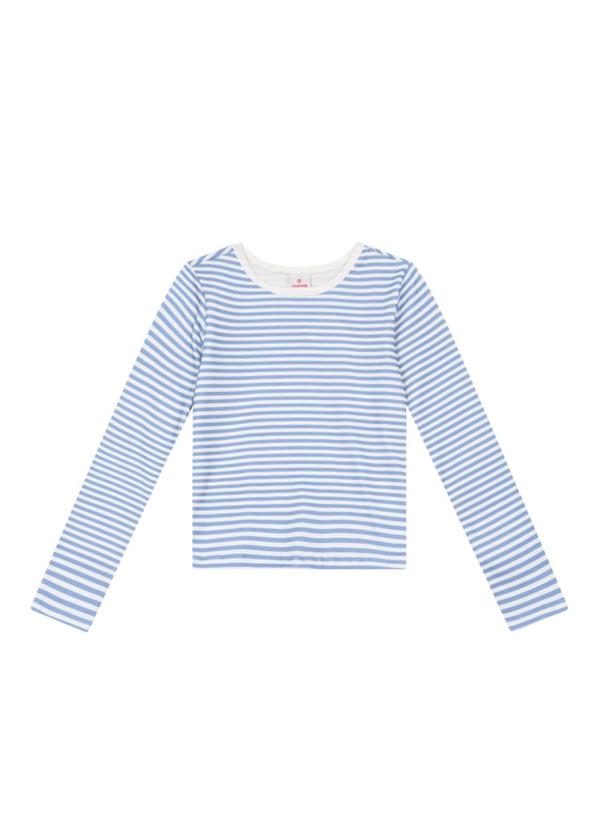 Vista 2 Blusa Infantil Menina em Ribana Azul Brandili Brandili