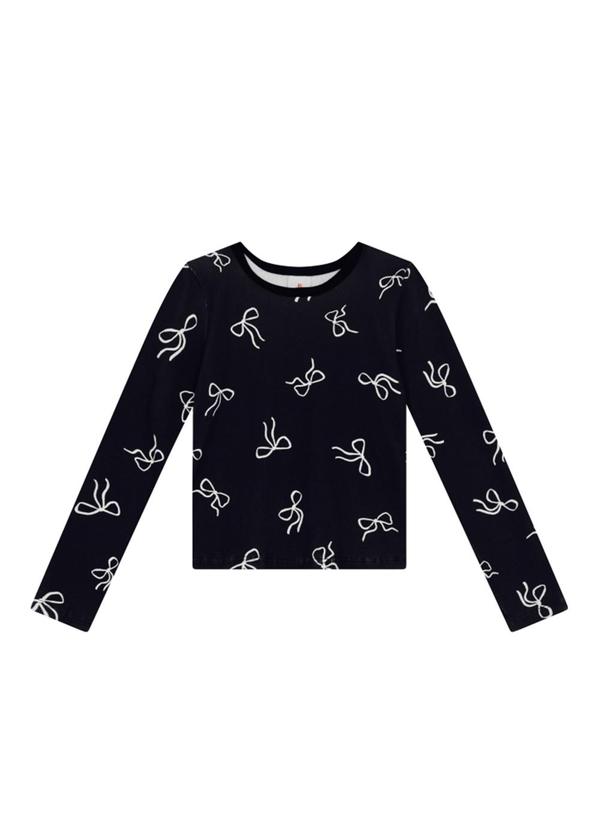 Vista 2 Blusa Infantil Menina em Ribana Preto Brandili Brandili