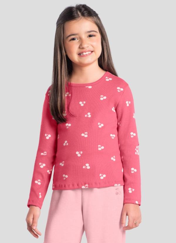 Vista 2 Blusa Infantil Menina em Ribana Rosa Brandili Brandili