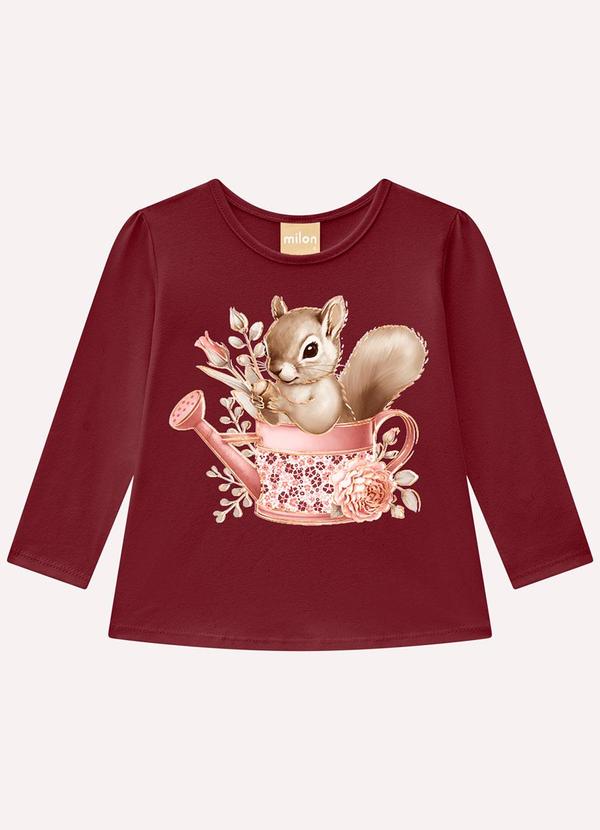 Blusa Infantil Menina Esquilo Vermelho