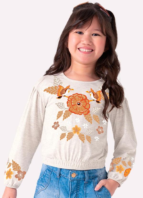 Vista 2 Blusa Infantil Menina Estampa Cinza Nanai Nanai