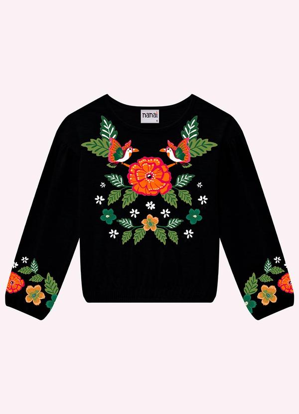 Vista 2 Blusa Infantil Menina Estampa Preto Nanai Nanai