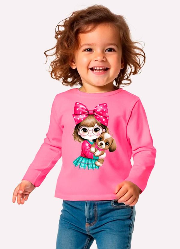 Blusa Infantil Menina Estampa Rosa