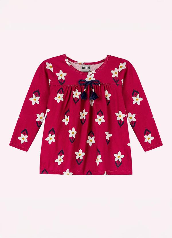 Blusa Infantil Menina Flores Vermelho