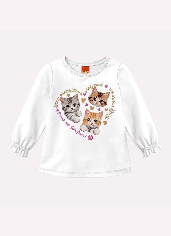 Blusa Infantil Menina Gatinhos Branco
