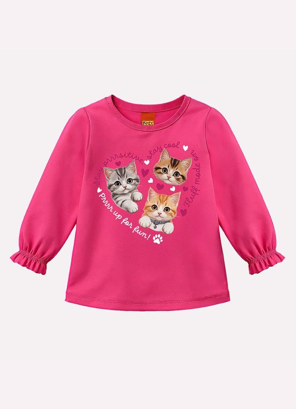 Blusa Infantil Menina Gatinhos Rosa