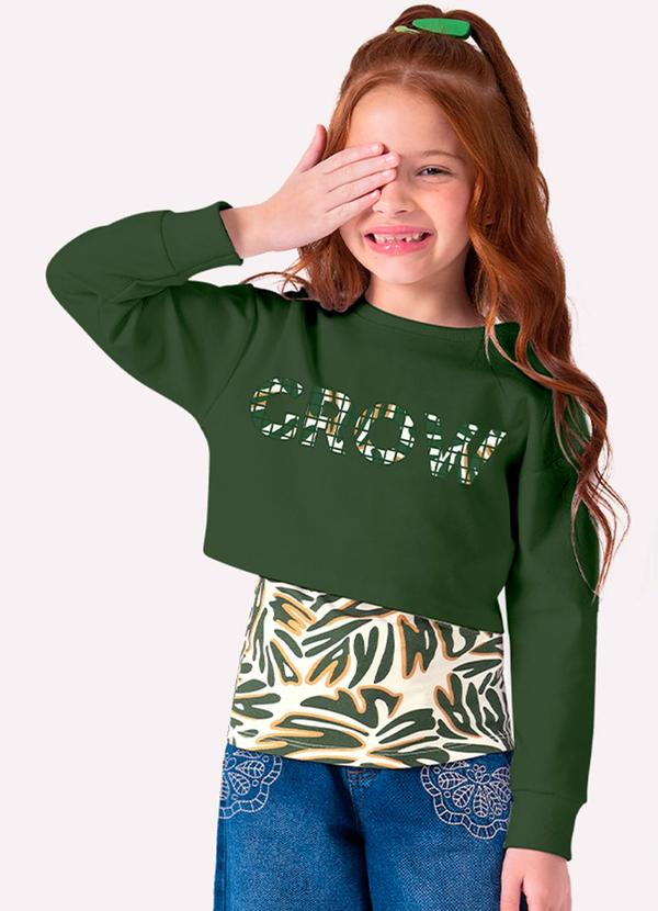 Vista 2 Blusa Infantil Menina Lettering Verde Nanai Nanai