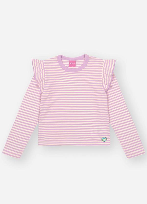 Blusa Infantil Menina Listras com Babados Roxo