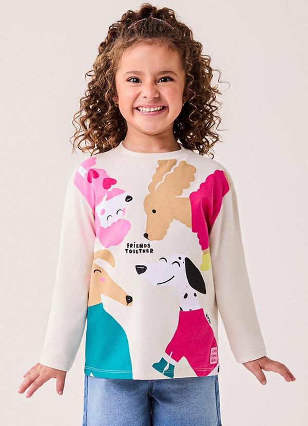 Blusa Infantil Menina Manga Longa Estampado Rosa