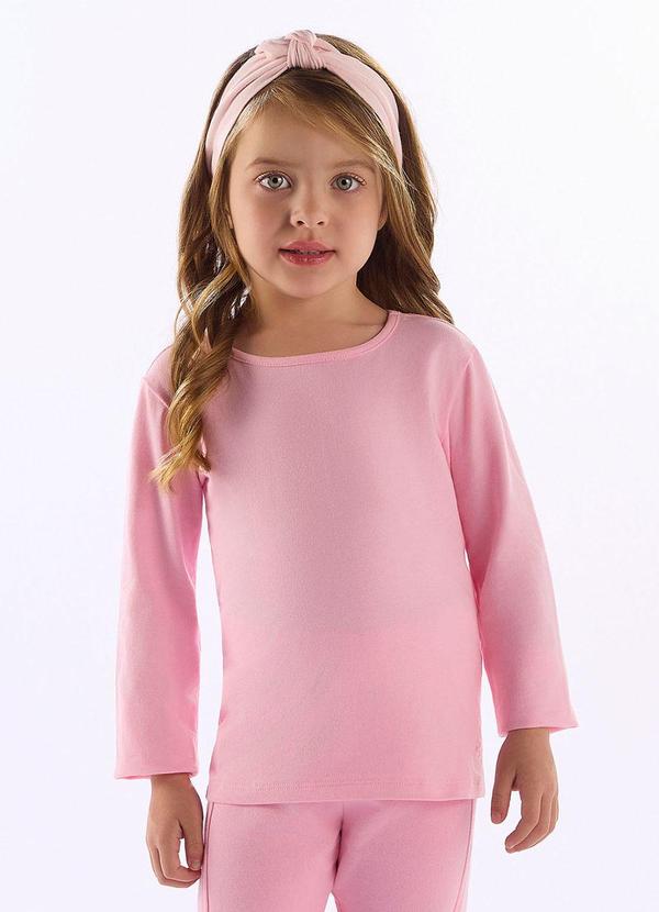 Blusa Infantil Menina Manga Longa Rosa
