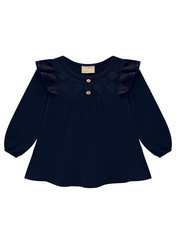 Vista 2 Blusa Infantil Menina Marinho Milon Milon