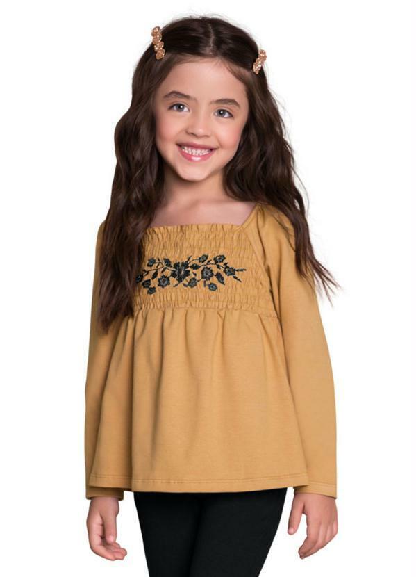 Vista 2 Blusa Infantil Menina Marrom Milon Milon