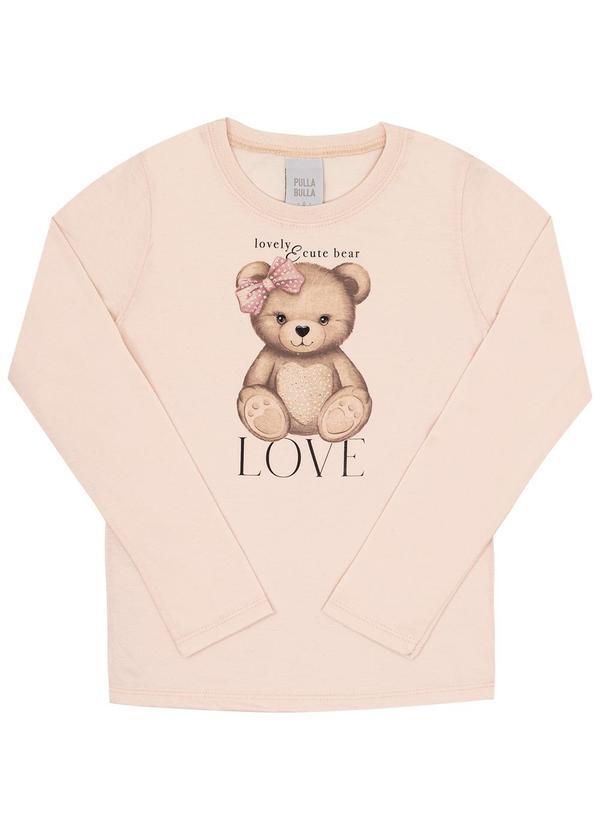Vista 2 Blusa Infantil Menina Meia Malha Rosa Pulla Bulla Pulla Bulla