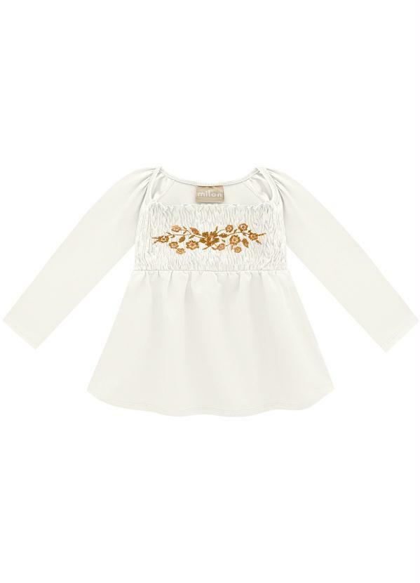 Vista 2 Blusa Infantil Menina Off White Milon Milon