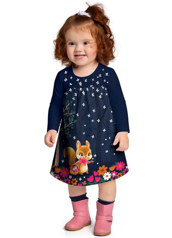 Vista 2 Blusa Infantil Menina Pinguins Azul Kyly Kyly