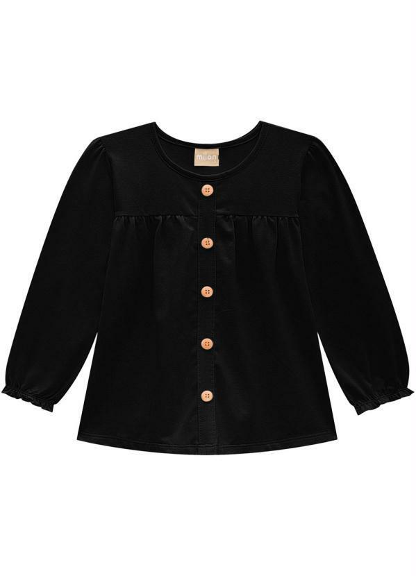 Vista 2 Blusa Infantil Menina Preto Kyly Kyly