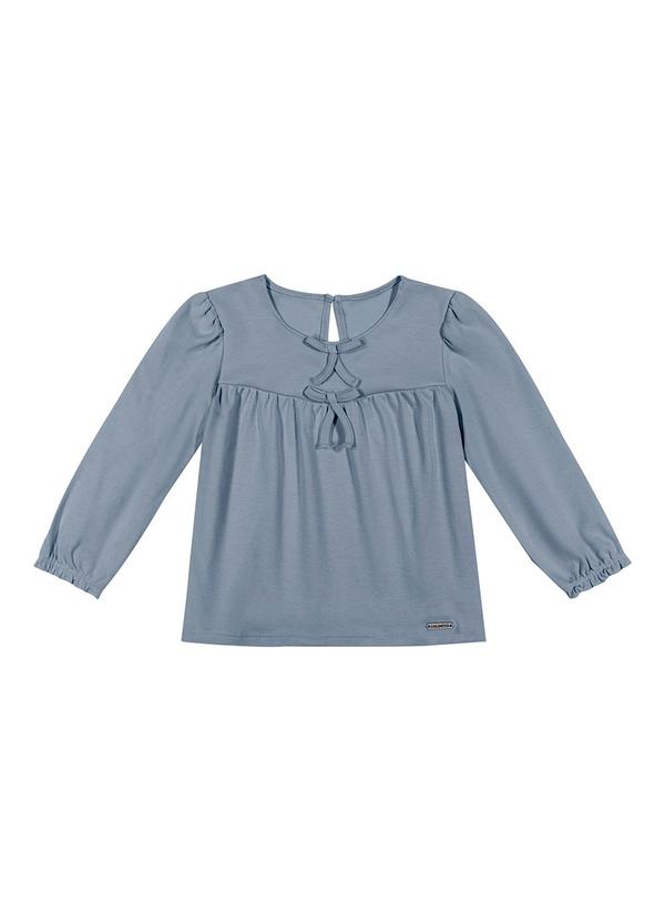 Blusa Infantil Menina Suedine Laços Azul