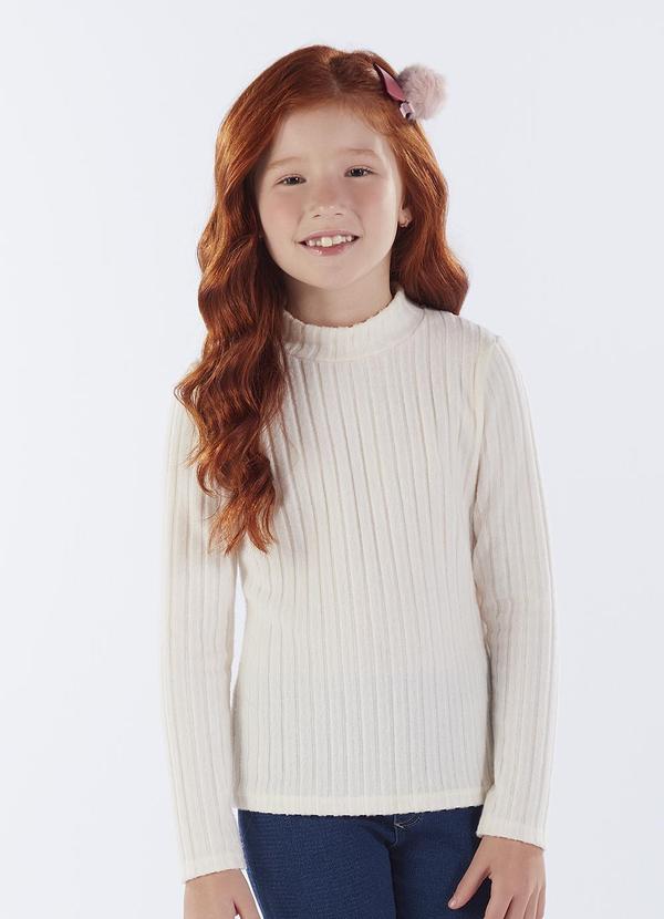 Blusa Infantil Menina Tecido Canelado Bege