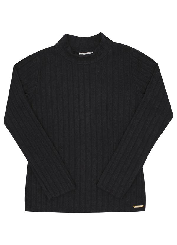 Blusa Infantil Menina Tecido Canelado Preto