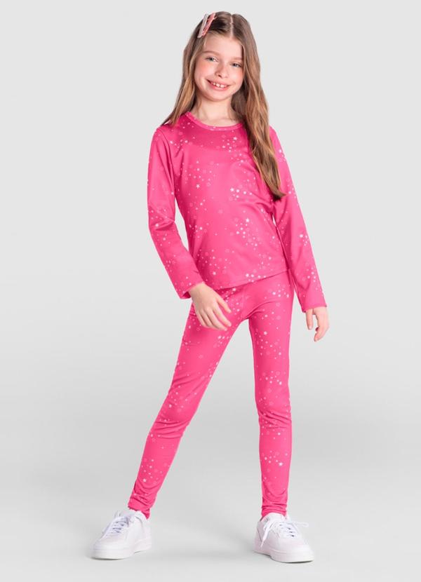 Vista 2 Blusa Infantil Menina Térmica Florida Rosa Brandili Brandili
