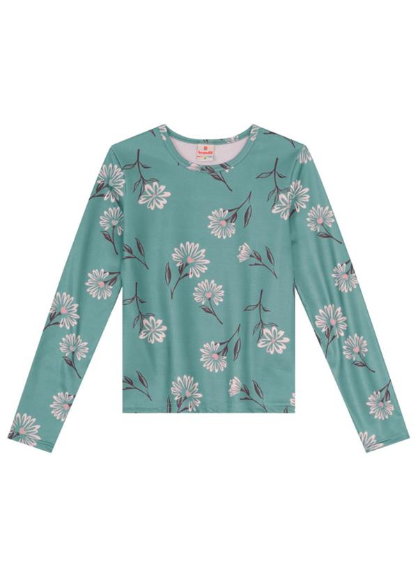 Vista 2 Blusa Infantil Menina Térmica Florida Verde Brandili Brandili