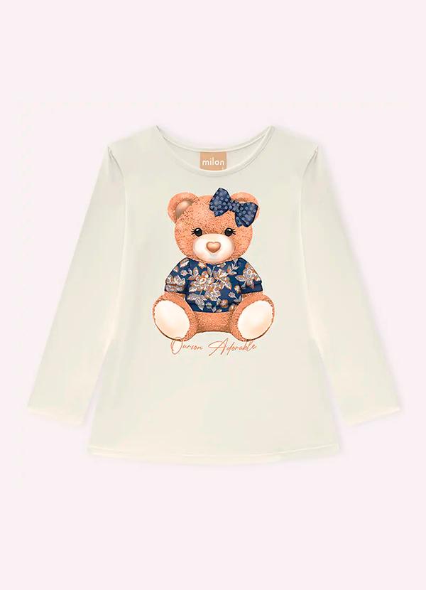 Blusa Infantil Menina Ursinho Off White
