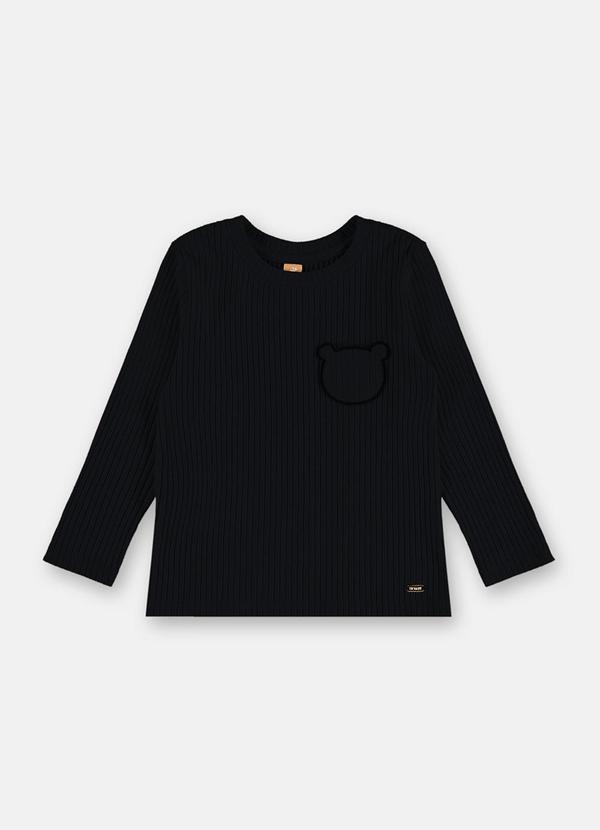 Blusa Infantil Ribana Canelada Preto