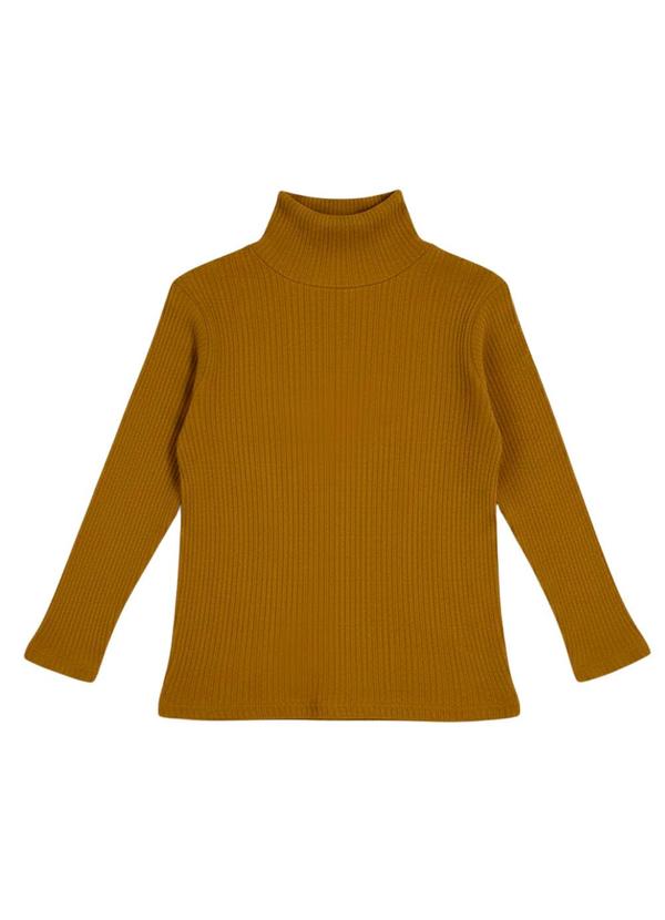Blusa Infantil Gola Alta em Ribana Caramelo