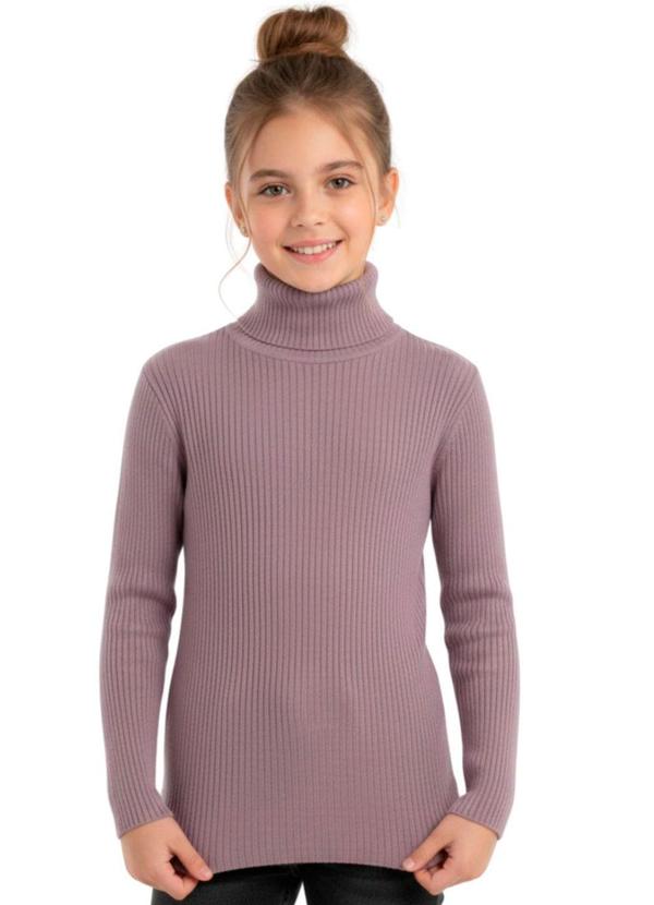 Blusa Infantil Gola Alta em Ribana Lilás