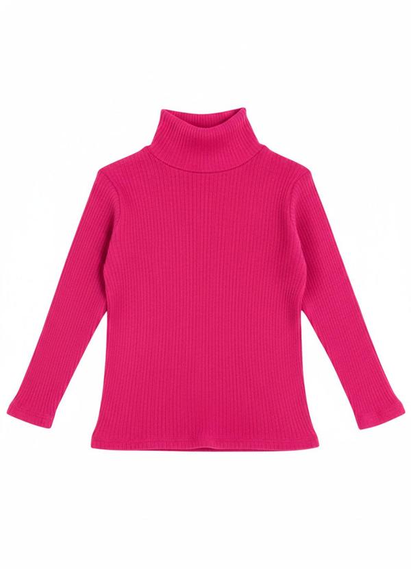Blusa Infantil Gola Alta em Ribana Pink