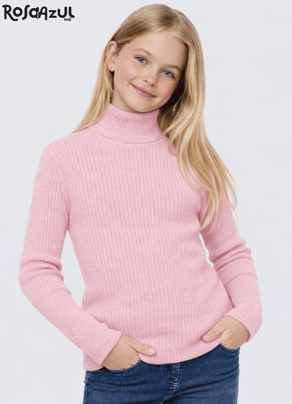 Blusa Infantil Gola Alta em Ribana Rosa