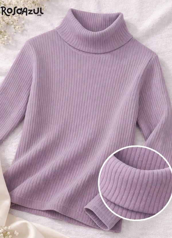 Blusa Infantil Gola Alta em Ribana Roxo