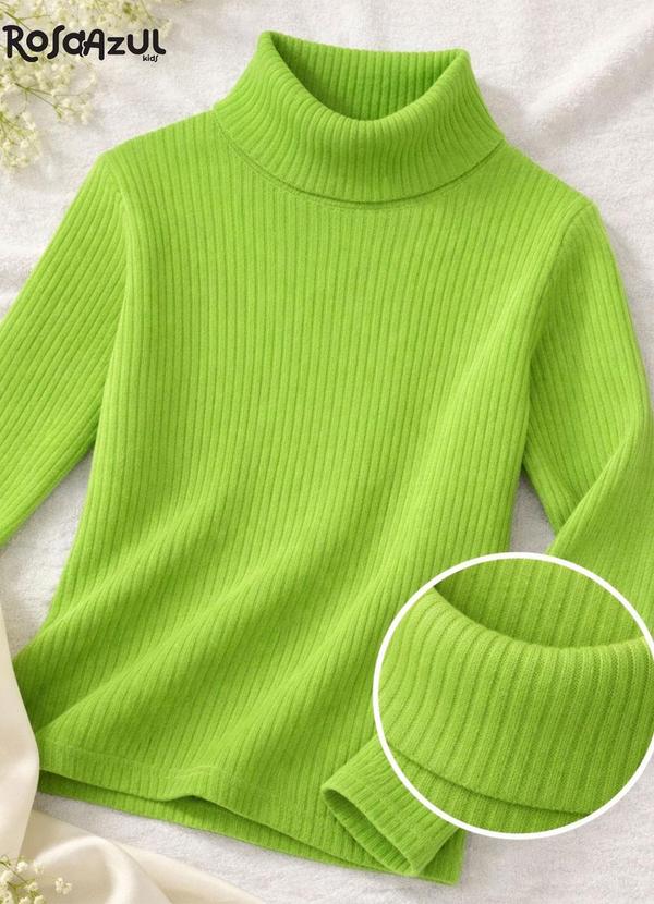 Blusa Infantil Gola Alta em Ribana Verde Lima