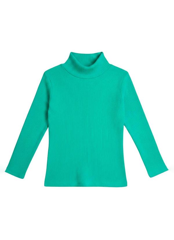 Blusa Infantil Gola Alta em Ribana Verde
