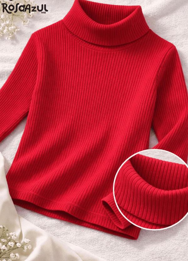 Blusa Infantil Gola Alta em Ribana Vermelho