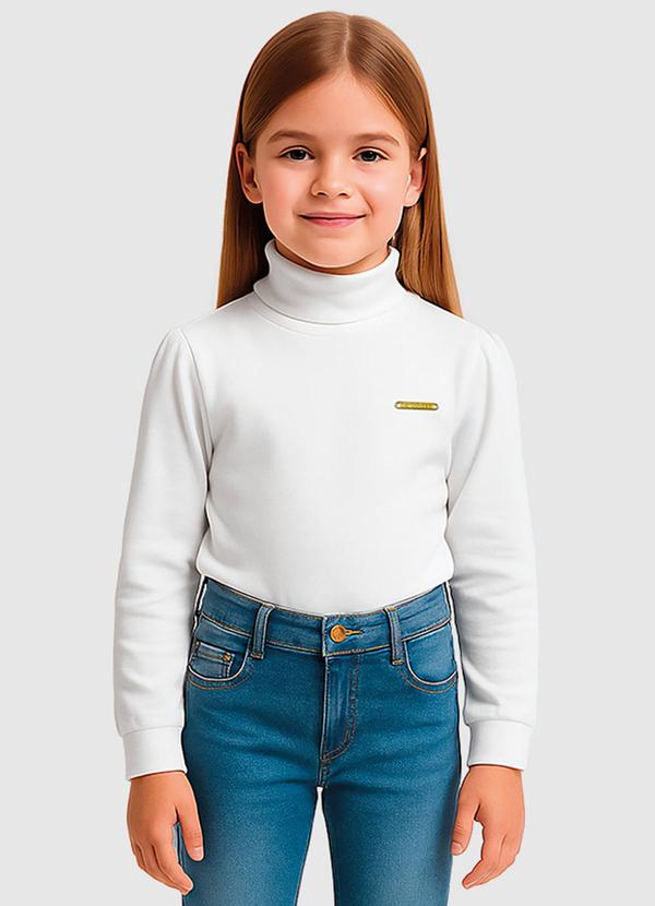 Vista 2 Blusa Justa em Cotton Menina Branco Carinhoso Carinhoso