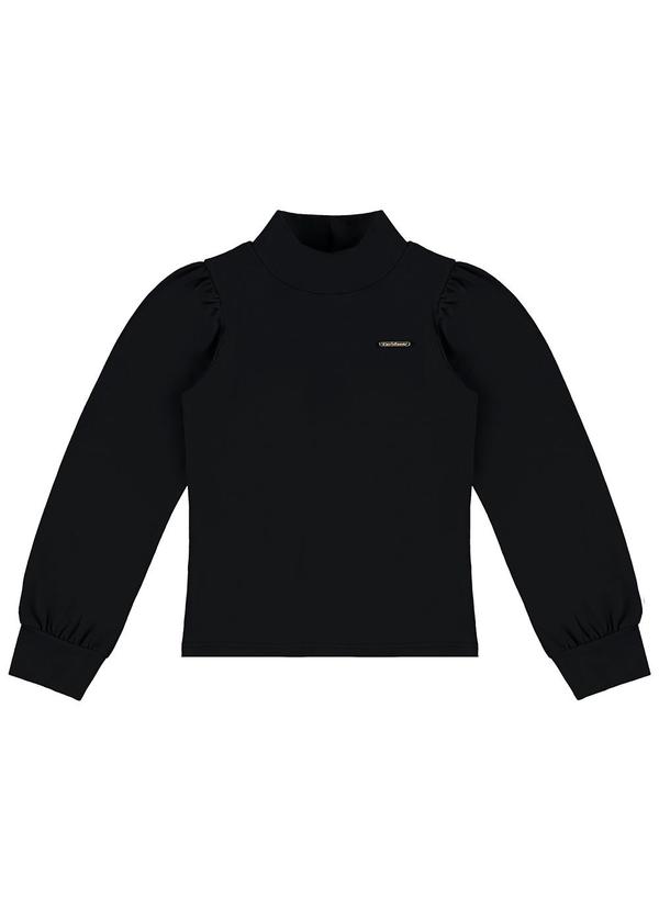 Vista 2 Blusa Justa em Cotton Menina Preto Carinhoso Carinhoso