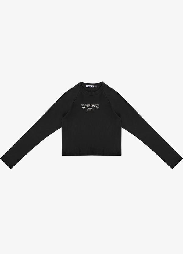 Blusa Juvenil Cotton com Estampa Preto