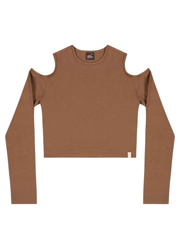 Vista 2 Blusa Juvenil em Cotton Marrom Gloss Gloss