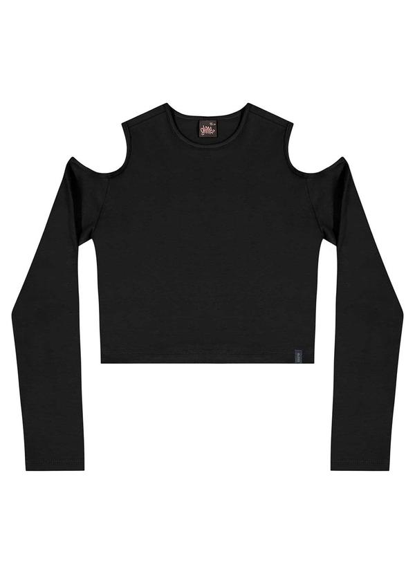 Vista 2 Blusa Juvenil em Cotton Preto Gloss Gloss