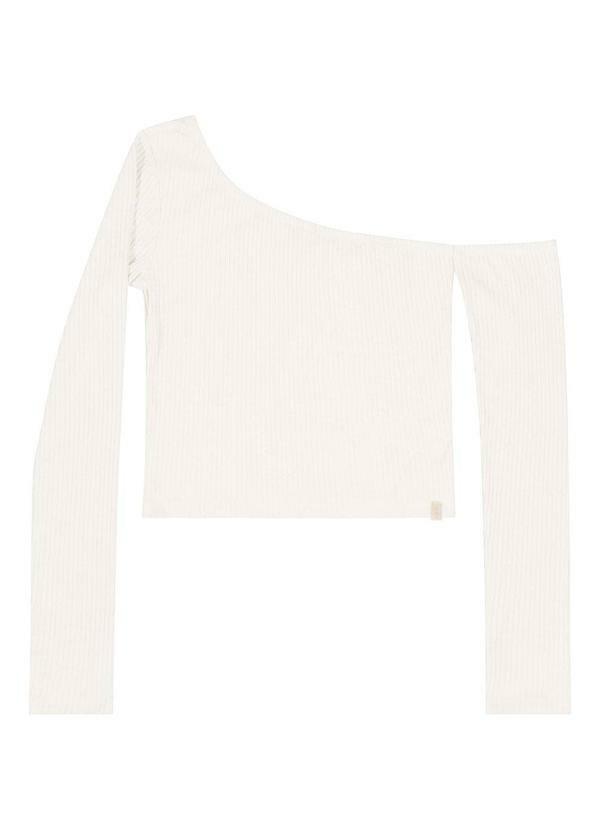 Vista 2 Blusa Juvenil em Ribana Canelada Bege Gloss Gloss