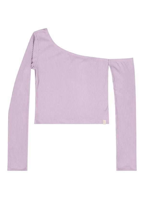 Vista 2 Blusa Juvenil em Ribana Canelada Roxo Gloss Gloss